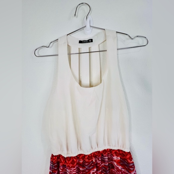 Indulge Boho Sleeveless Maxi Dress Size Small Red Ikat Print Chic Versatile - Picture 10 of 11